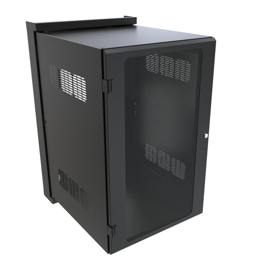 Hammond HWM2420U26BK 20U Swing-Out Wall-Mount Rack Cabinet with Vented Door, 350 lb Capacity, Black, 41.75" H x 24.68" W x 31.18" D.