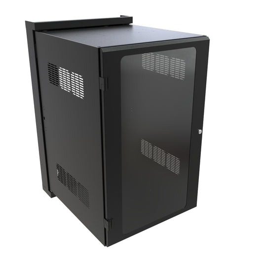 Hammond HWM2420U26WDBK 20U Swing-Out Wall-Mount Rack Cabinet with Window Door, 350 lb Capacity, Black, 41.81" H x 24.68" W x 31.18" D.