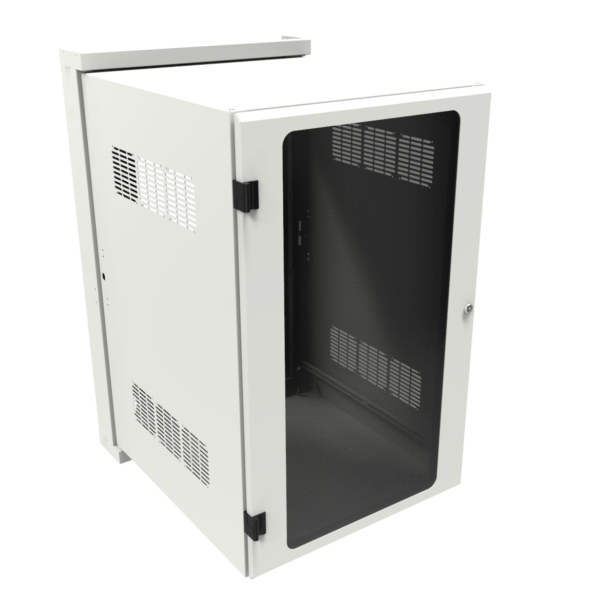 Hammond HWM2420U26WDWH 20U Swing-Out Wall-Mount Rack Cabinet with Window Door, 350 lb Capacity, White, 41.81" H x 24.68" W x 31.18" D.