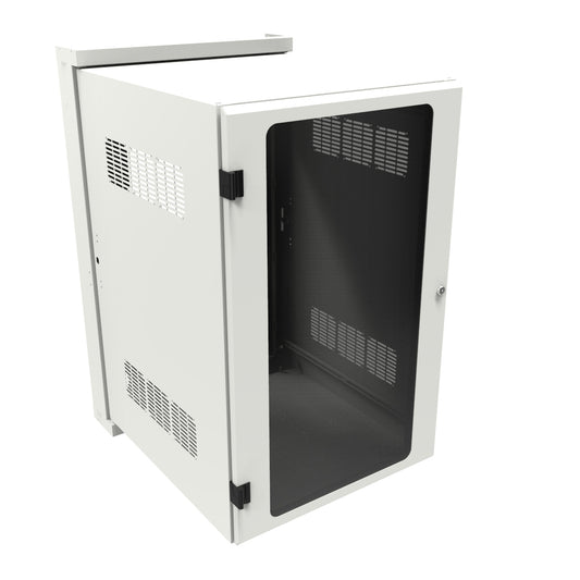 Hammond HWM2420U26WDWH 20U Swing-Out Wall-Mount Rack Cabinet with Window Door, 350 lb Capacity, White, 41.81" H x 24.68" W x 31.18" D.