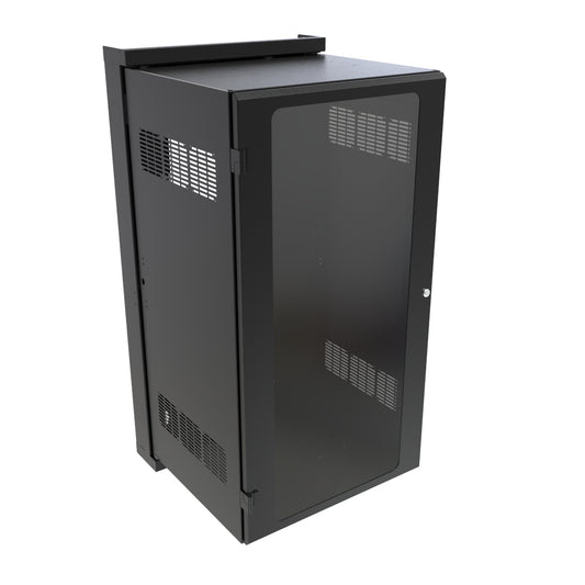 Hammond HWM2424U20WDBK 24U Swing-Out Wall-Mount Rack Cabinet with Window Door, 350 lb Capacity, Black, 48.81" H x 24.68" W x 25.17" D.