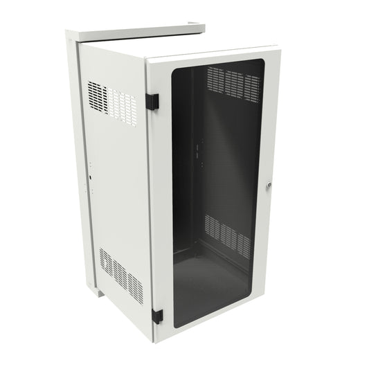 Hammond HWM2424U20WDWH 24U Swing-Out Wall-Mount Rack Cabinet with Window Door, 350 lb Capacity, White, 48.81" H x 24.68" W x 25.17" D.
