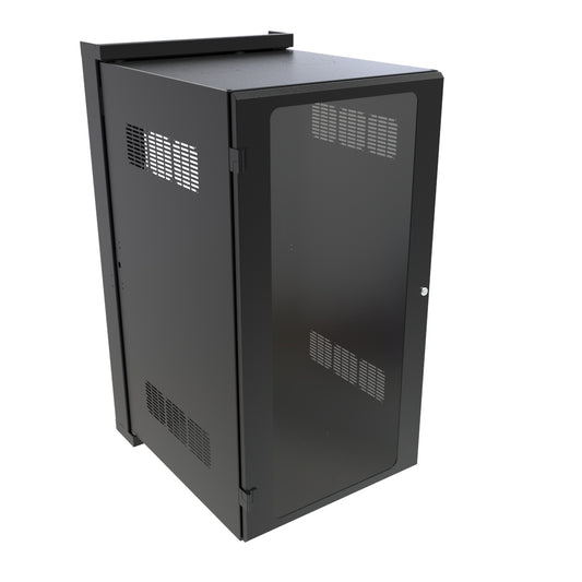 Hammond HWM2424U26WDBK 24U Swing-Out Wall-Mount Rack Cabinet with Window Door, 350 lb Capacity, Black, 48.81" H x 24.68" W x 31.18" D.