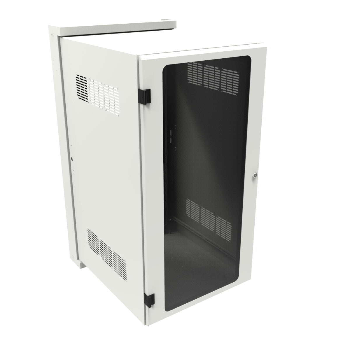 Hammond HWM2424U26WDWH 24U Swing-Out Wall-Mount Rack Cabinet with Window Door, 350 lb Capacity, White, 48.81" H x 24.68" W x 31.18" D.