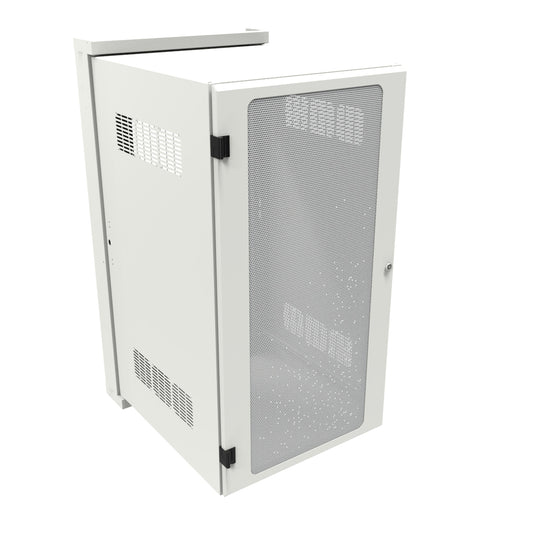 Hammond HWM2424U26WH 24U Swing-Out Wall-Mount Rack Cabinet with Vented Door, 350 lb Capacity, White, 48.75" H x 24.68" W x 31.18" D.