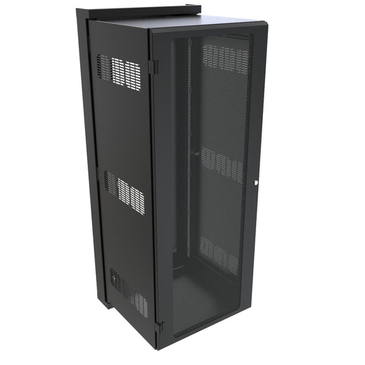 Hammond HWM2432U20BK 32U Swing-Out Wall-Mount Rack Cabinet with Vented Door, 350 lb Capacity, Black, 62.75" H x 24.68" W x 25.18" D.