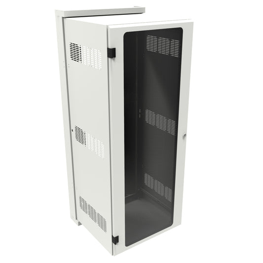 Hammond HWM2432U20WDWH 32U Swing-Out Wall-Mount Rack Cabinet with Window Door, 350 lb Capacity, White, 62.81" H x 24.68" W x 25.17" D.
