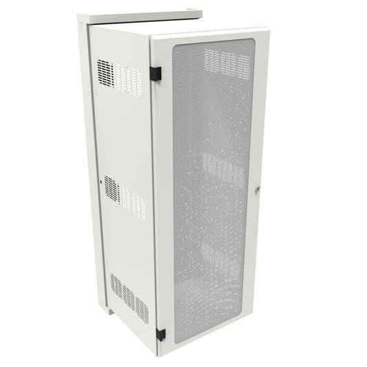 Hammond HWM2432U20WH 32U Swing-Out Wall-Mount Rack Cabinet with Vented Door, 350 lb Capacity, White, 62.75" H x 24.68" W x 25.18" D.