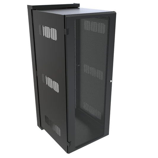Hammond HWM2432U26BK 32U Swing-Out Wall-Mount Rack Cabinet with Vented Door, 350 lb Capacity, Black, 62.75" H x 24.68" W x 31.18" D.