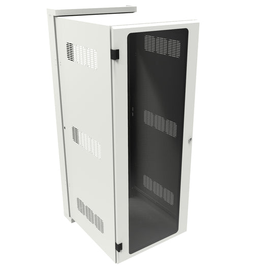 Hammond HWM2432U26WDWH 32U Swing-Out Wall-Mount Rack Cabinet with Window Door, 350 lb Capacity, White, 62.81" H x 24.68" W x 31.18" D.