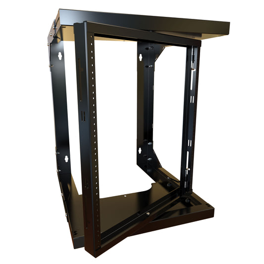 Hammond HWMR1912UBK 12U Center-Hinged 19" Wall-Mount Rack, 220 lb Capacity, Black Steel, 26.50" H x 20.00" W x 18-24" D.