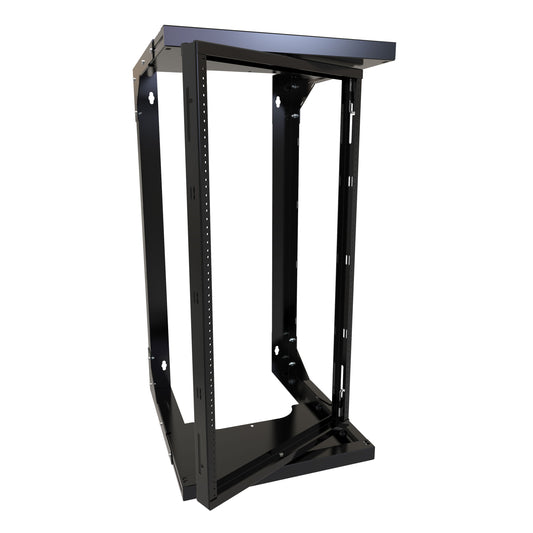 Hammond HWMR1920UBK 20U Center-Hinged 19" Wall-Mount Rack, 220 lb Capacity, Black Steel, 40.50" H x 20.00" W x 18-24" D.