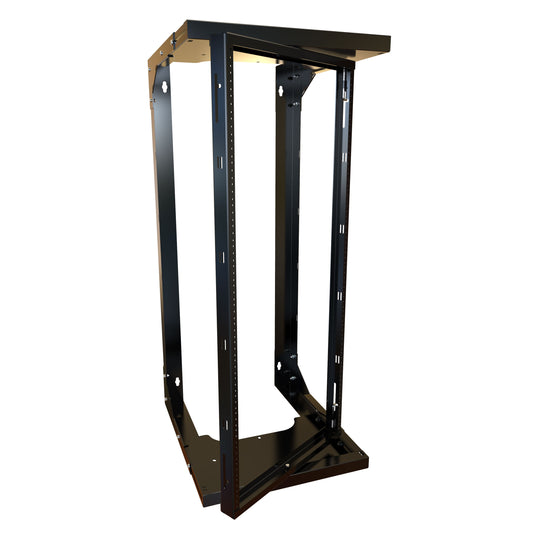 Hammond HWMR1924UBK 24U Center-Hinged 19" Wall-Mount Rack, 220 lb Capacity, Black Steel, 47.50" H x 20.00" W x 18-24" D.