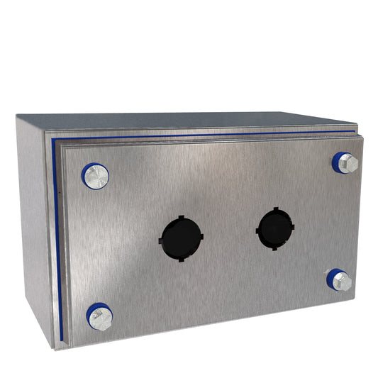 Hammond HYMPB2SS Hygienic N4X Stainless Steel Pushbutton Enclosure 22mm 2PB (7.94" x 4.88" x 4.00")