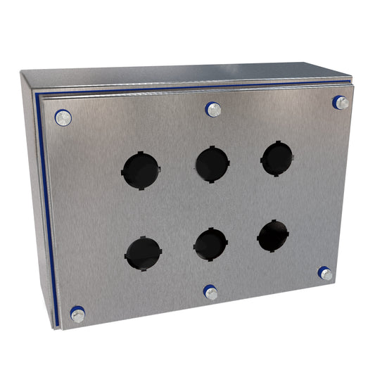 Hammond HYPB6SS Hygienic N4X Stainless Steel Pushbutton Enclosure 30mm 6PB (11.94" x 8.88" x 4.00")