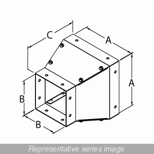 Hammond CWRD42 Type 1 Wireway Reducer, Reduces from 4" x 4" to 2.5" x 2.5", ANSI 61 Gray Painted Steel.
