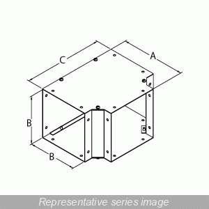 Hammond CWTF6 Type 1 Tee Fitting for 6" x 6" Lay-In Wireway, Painted Steel, ANSI 61 Gray.