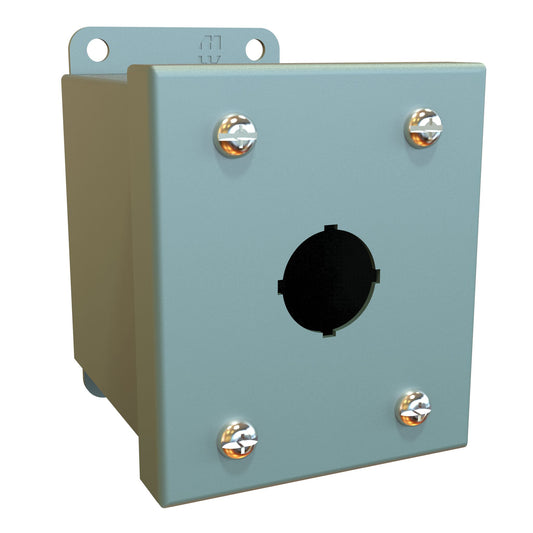 Hammond MPB1 Pushbutton Enclosure - 1 PB x 22.5mm - Steel/Gray (3.25" x 2.75" x 3.50")
