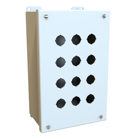 Hammond MPB12LG Pushbutton Enclosure - 12 PB x 22mm - Steel/Light Gray (10.38" x 6.50" x 4.25")