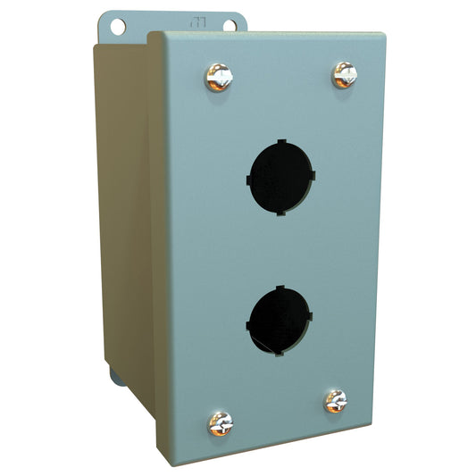 Hammond MPB2 Pushbutton Enclosure - 2 PB x 22.5mm - Steel/Gray (5.13" x 2.75" x 3.50")