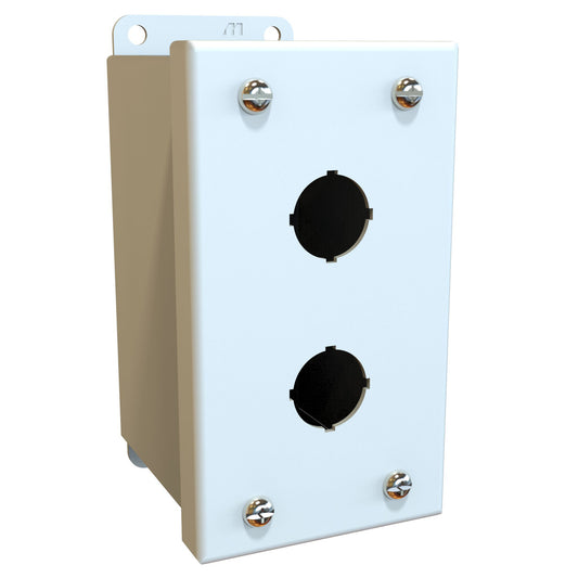 Hammond MPB2LG Pushbutton Enclosure - 2 PB x 22mm - Steel/Light Gray (5.13" x 2.75" x 3.50")