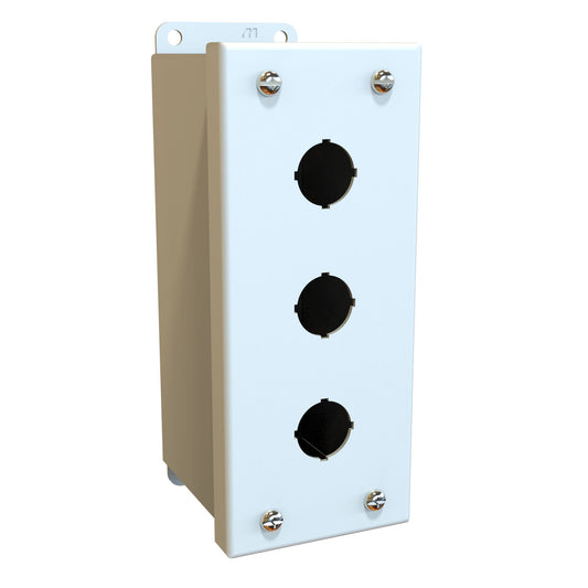 Hammond MPB3LG Pushbutton Enclosure - 3 PB x 22mm - Steel/Light Gray (7.00" x 2.75" x 3.50")