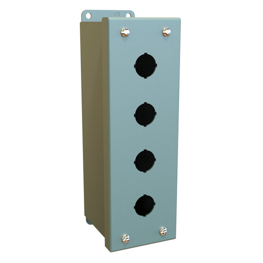 Hammond MPB4 Pushbutton Enclosure - 4 PB x 22.5mm - Steel/Gray (8.88" x 2.75" x 3.50")