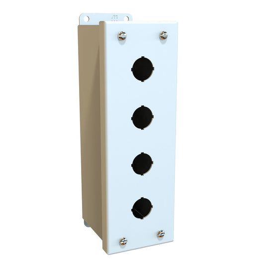 Hammond MPB4LG Pushbutton Enclosure - 4 PB x 22mm - Steel/Light Gray (8.88" x 2.75" x 3.50")