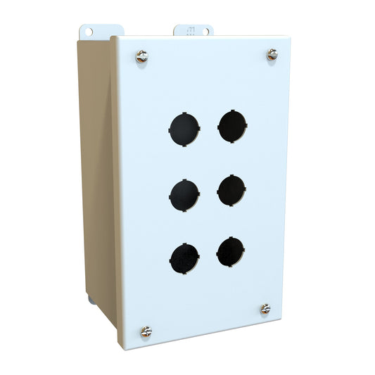 Hammond MPB6LG Pushbutton Enclosure - 6 PB x 22mm - Steel/Light Gray (8.50" x 5.00" x 4.25")