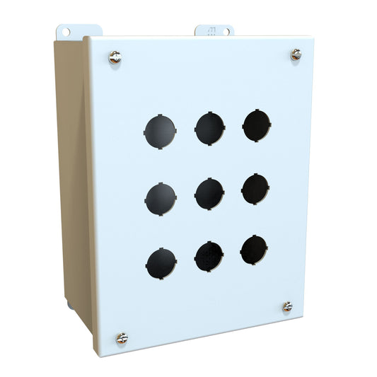 Hammond MPB9LG Pushbutton Enclosure - 9 PB x 22mm - Steel/Light Gray (8.50" x 6.50" x 4.25")