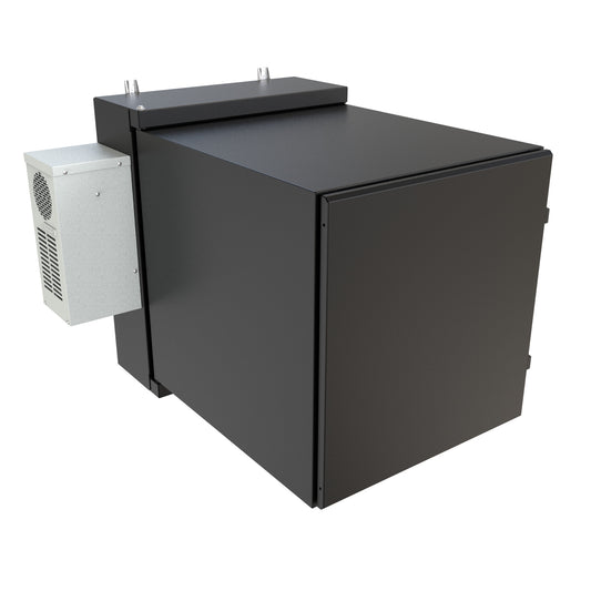Hammond NWC12U2436SABK 12U Environmental Wall-Mount Cabinet, Type 12/IP56, Solid Door, Air Conditioner Included, 31.77" H x 24.50" W x 36.22" D, Black.