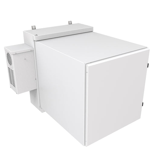 Hammond NWC12U2436SALG 12U Environmental Wall-Mount Cabinet, Type 12/IP56, Solid Door, Air Conditioner Included, 31.77" H x 24.50" W x 36.22" D, Light Gray.