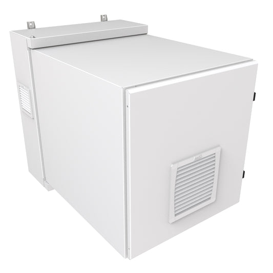 Hammond NWC12U2436SFLG 12U Environmental Wall-Mount Cabinet, Type 12/IP56, Solid Door, Filters Included, 31.77" H x 24.50" W x 36.22" D, Light Gray.