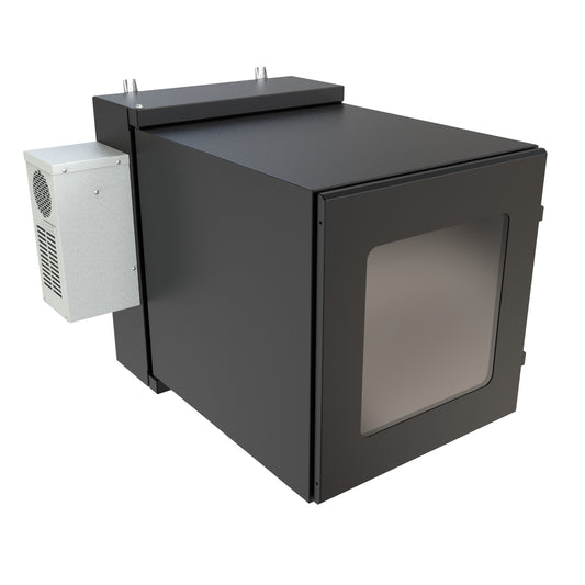 Hammond NWC12U2436WABK 12U Environmental Wall-Mount Cabinet, Type 12/IP56, Window Door, Air Conditioner Included, 31.77" H x 24.50" W x 36.22" D, Black.