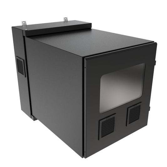 Hammond NWC12U2436WFBK 12U Environmental Wall-Mount Cabinet, Type 12/IP56, Window Door, Filters Included, 31.77" H x 24.50" W x 36.22" D, Black.