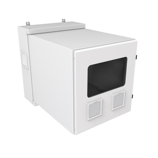 Hammond NWC12U2436WFLG 12U Environmental Wall-Mount Cabinet, Type 12/IP56, Window Door, Filters Included, 31.77" H x 24.50" W x 36.22" D, Light Gray.
