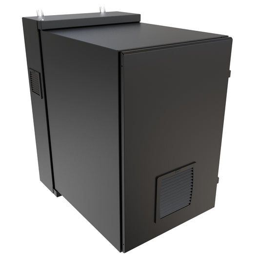 Hammond NWC18U2436SFBK 18U Environmental Wall-Mount Cabinet, Type 12/IP56, Solid Door, Filters Included, 42.27" H x 24.50" W x 36.22" D, Black.