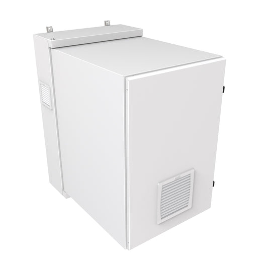 Hammond NWC18U2436SFLG 18U Environmental Wall-Mount Cabinet, Type 12/IP56, Solid Door, Filters Included, 42.27" H x 24.50" W x 36.22" D, Light Gray.