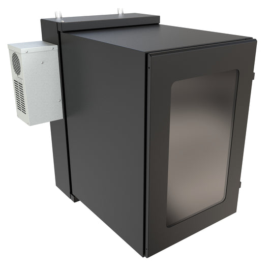 Hammond NWC18U2436WABK 18U Environmental Wall-Mount Cabinet, Type 12/IP56, Window Door, Air Conditioner Included, 42.27" H x 24.50" W x 36.22" D, Black.