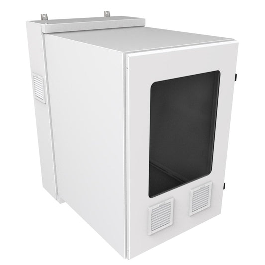 Hammond NWC18U2436WFLG 18U Environmental Wall-Mount Cabinet, Type 12/IP56, Window Door, Filters Included, 42.27" H x 24.50" W x 36.22" D, Light Gray.