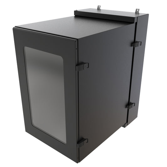 Hammond NWC18U2436WNBK 18U Environmental Wall-Mount Cabinet, Type 12/IP56, Window Door, No Climate Control, 42.27" H x 24.50" W x 36.22" D, Black.