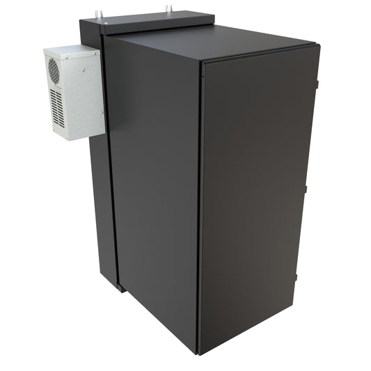 Hammond NWC27U2436SABK 27U Environmental Wall-Mount Cabinet, Type 12/IP56, Solid Door, Air Conditioner Included, 58.02" H x 24.50" W x 36.22" D, Black.