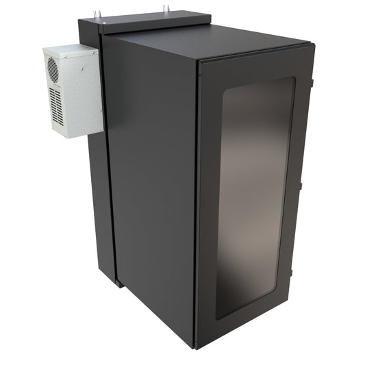 Hammond NWC27U2436WABK 27U Environmental Wall-Mount Cabinet, Type 12/IP56, Window Door, Air Conditioner Included, 58.02" H x 24.50" W x 36.22" D, Black.