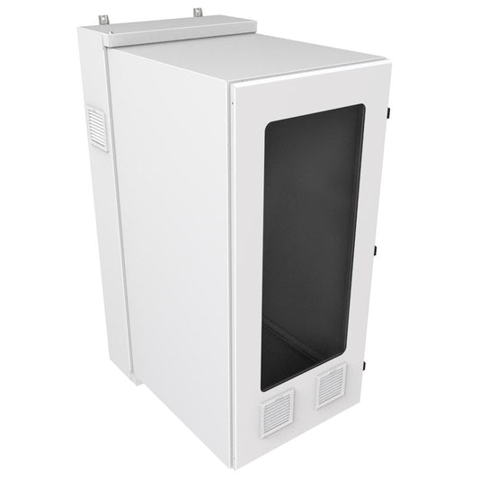 Hammond NWC27U2436WFLG 27U Environmental Wall-Mount Cabinet, Type 12/IP56, Window Door, Filters Included, 58.02" H x 24.50" W x 36.22" D, Light Gray.