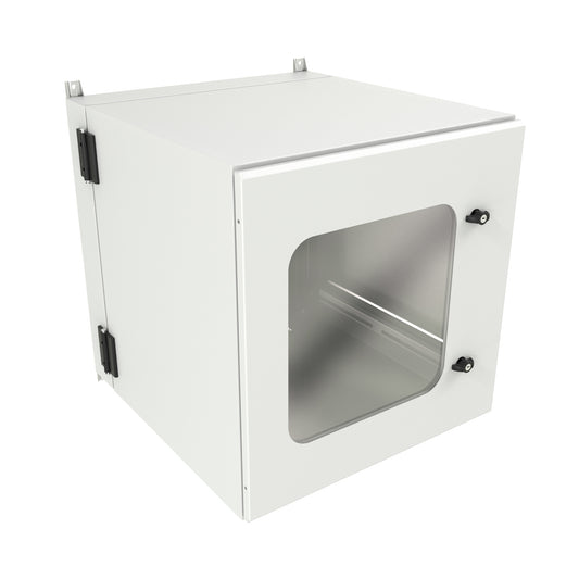 Hammond NWM12U2527WNLG 12U Outdoor Wall-Mount Cabinet, Type 3R/4, Window Door, No Climate Control, 28.45" H x 25.00" W x 28.49" D, Light Gray.