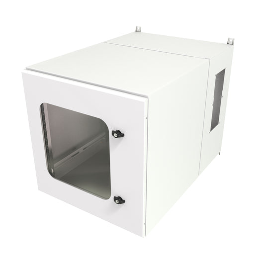 Hammond NWM12U2536WALG 12U Outdoor Wall-Mount Cabinet, Type 3R/4, Window Door, AC Ready, 28.45" H x 25.00" W x 37.49" D, Light Gray.