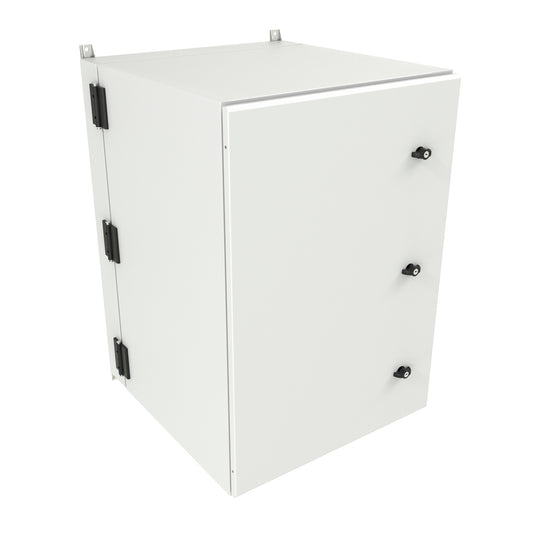 Hammond NWM18U2527SNLG 18U Outdoor Wall-Mount Cabinet, Type 3R/4, Solid Door, No Climate Control, 38.95" H x 25.00" W x 28.49" D, Light Gray.