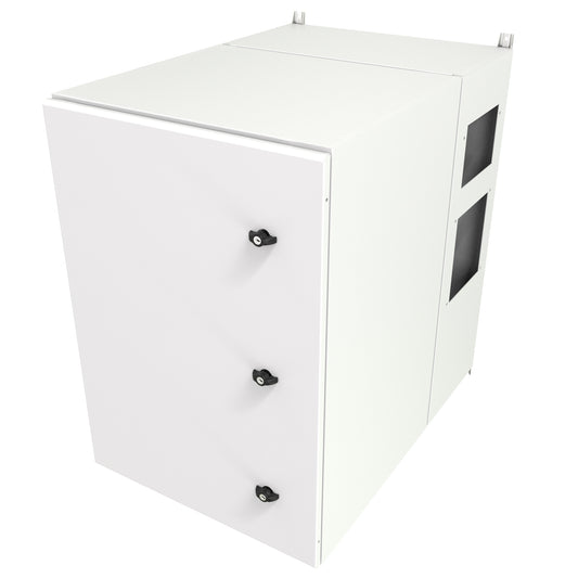 Hammond NWM18U2536SALG 18U Outdoor Wall-Mount Cabinet, Type 3R/4, Solid Door, AC Ready, 38.95" H x 25.00" W x 37.49" D, Light Gray.