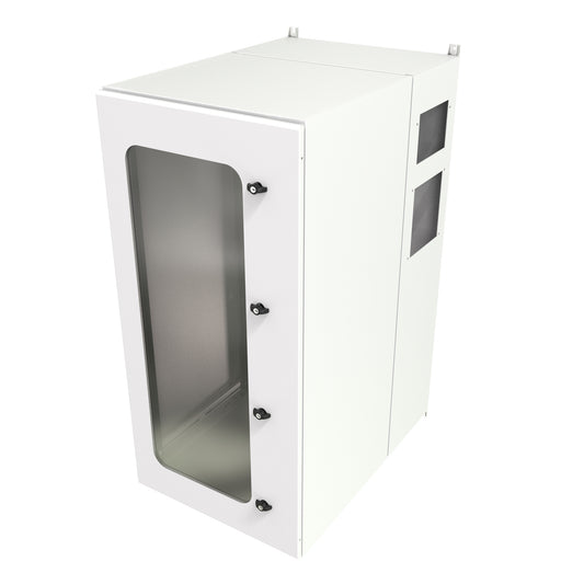 Hammond NWM27U2536WALG 27U Outdoor Wall-Mount Cabinet, Type 3R/4, Window Door, AC Ready, 54.70" H x 25.00" W x 37.49" D, Light Gray.