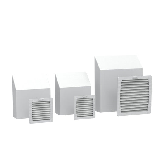 Hammond NWMFH1 Fan, Filter and Rain Hood Kit for 12U NWM Cabinets, 16-Gauge Galvanized Steel, Light Gray.
